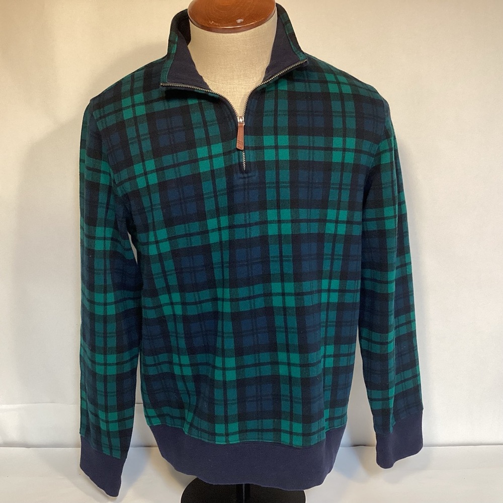 Men’s Lands’ End Plaid 1/4 zip pullover size Medium